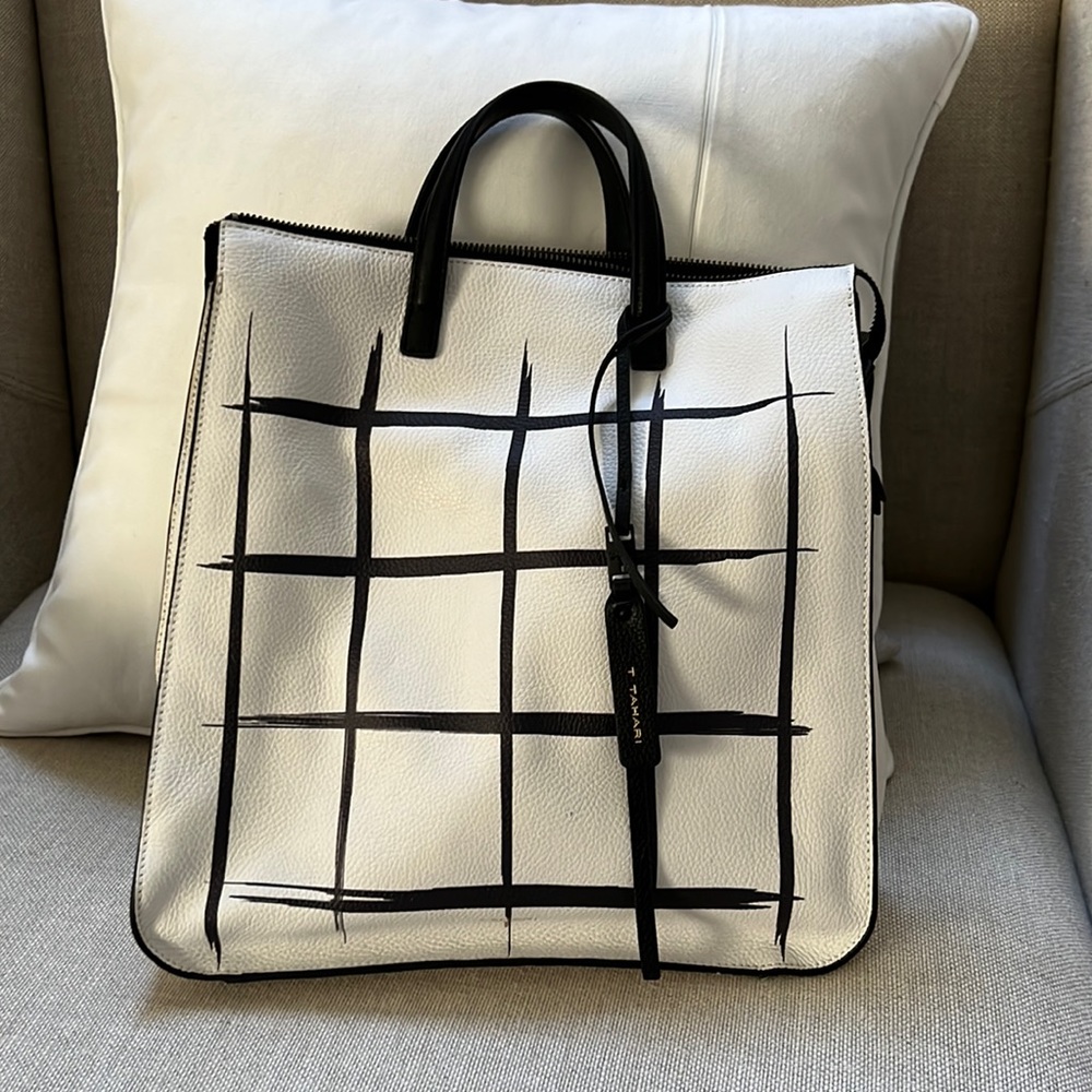 Tahari White and Black Backpack Bag